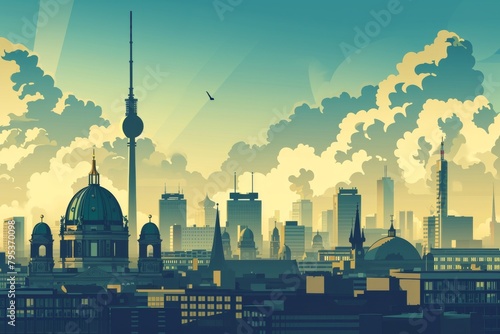 Beauty of Berlin skyline with famous landmarks, Ai generated