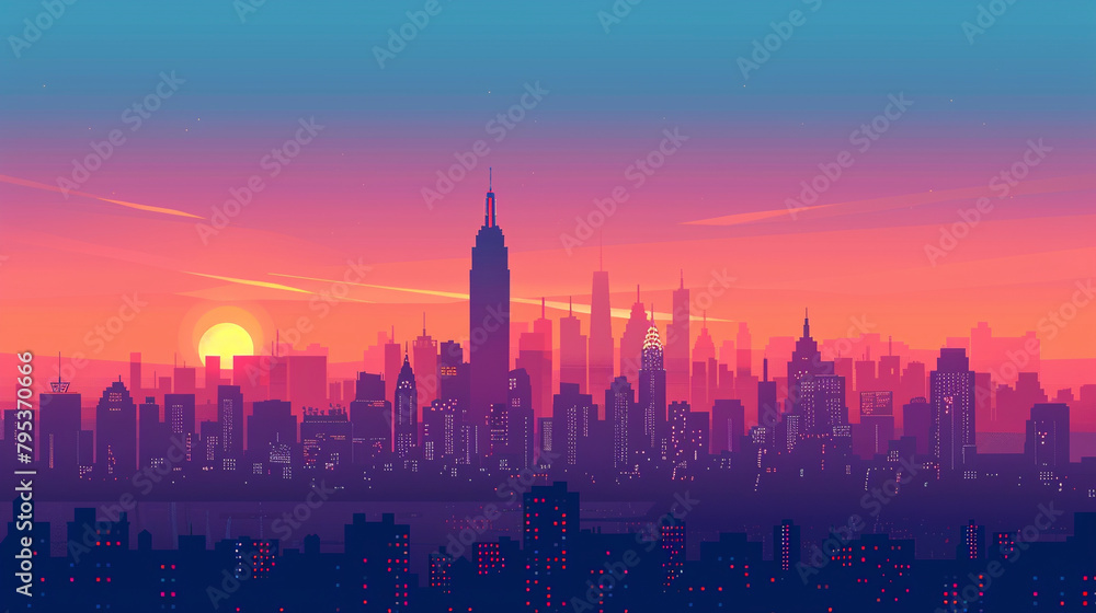 New York scene in flat graphics