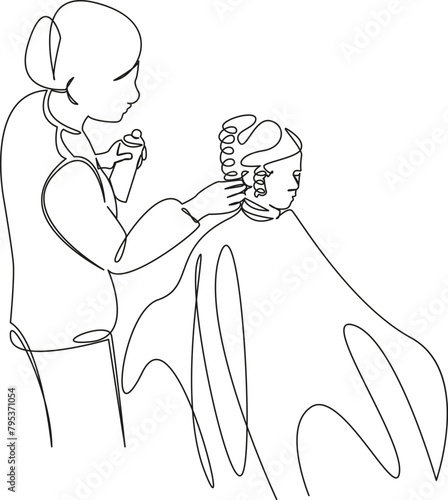 girls do hair styling before the wedding