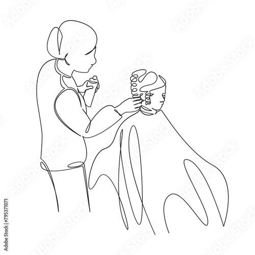 girls do hair styling before the wedding