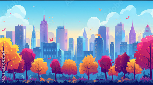 New York scene in flat graphics