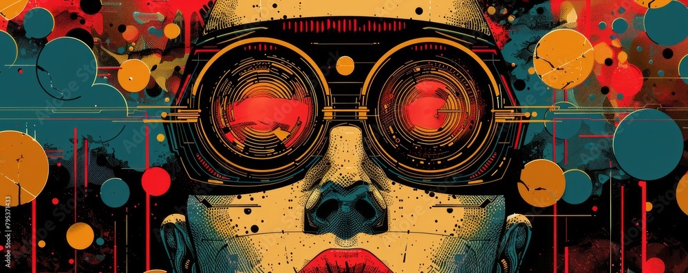 Retro comic book cover of retro futuristic old movie abstract design ...