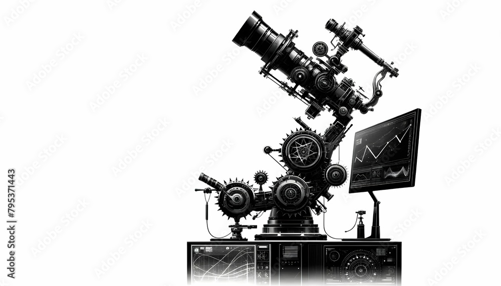 Silhouette of an astronomer on a white background. Silhouette of an astronomer on a white background.