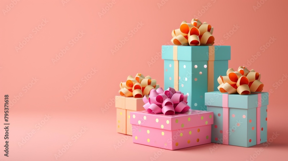 Obraz premium Blender 3D minimalist witch-themed gift boxes, Halloween toys inside, space for text, isolated