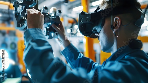 Engineer Optimizing Vehicle Manufacturing Processes with Virtual Reality Simulation photo