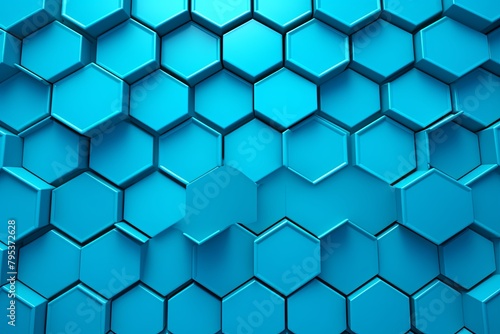Cyan hexagons pattern on cyan background. Genetic research, molecular structure. Chemical engineering