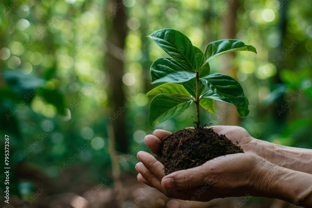 Planting trees with volunteer families for eco-friendly and corporate social responsibility campaigns. Beautiful simple AI generated image in 4K, unique.