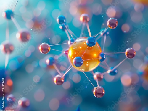  a molecule with blue and orange atoms