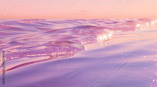a stunning pink sky illuminates the vast expanse of water  creating a breathtaking display of natur