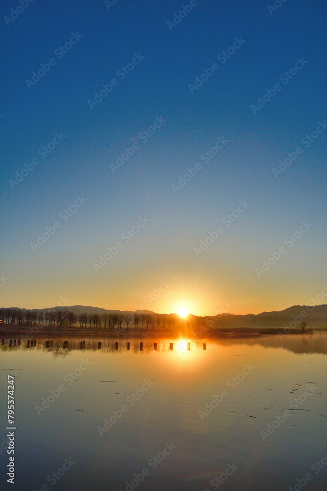 Obraz premium 朝の福島潟（新潟県）