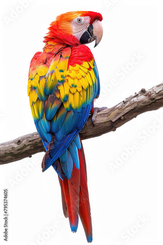 A colorful parrot perching on a branch