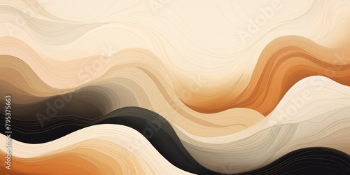 Organic and flowing lines in earthy tones, creating an abstract and soothing illustration. photo