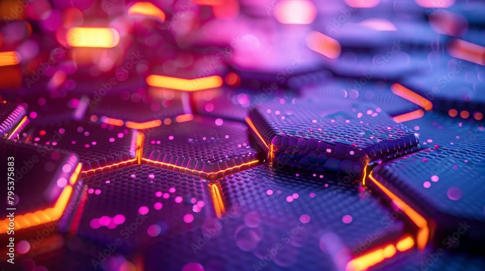 Fototapeta premium glowing purple and pink hexagons
