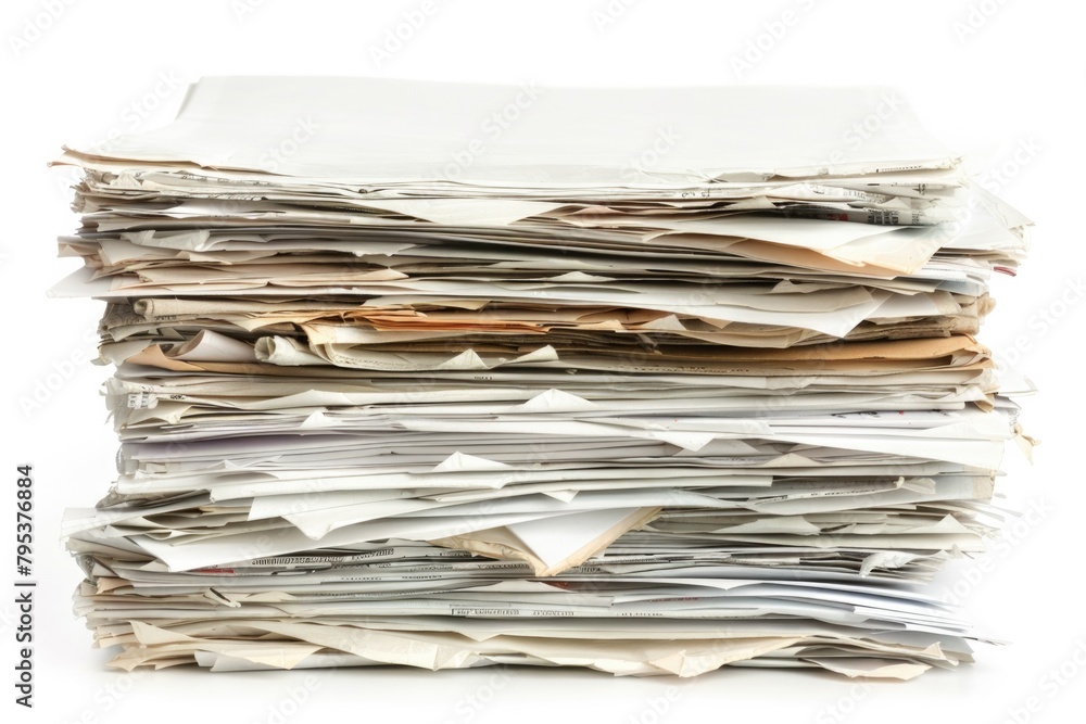 Office Paper Stack. Piled Documents and Papers in Isolated Heap Office Paper Stack. Piled Documents and Papers in Isolated Heap