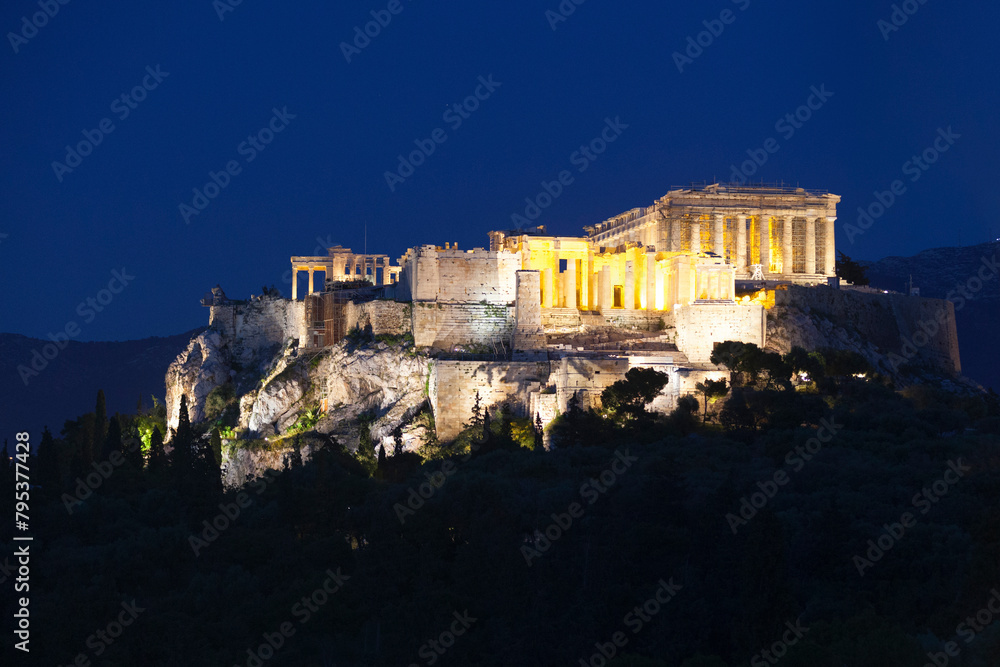 The Acropolis of Athens during the blue hour The Acropolis of Athens during the blue hour