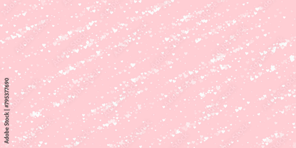White hearts scattered on pink background.
