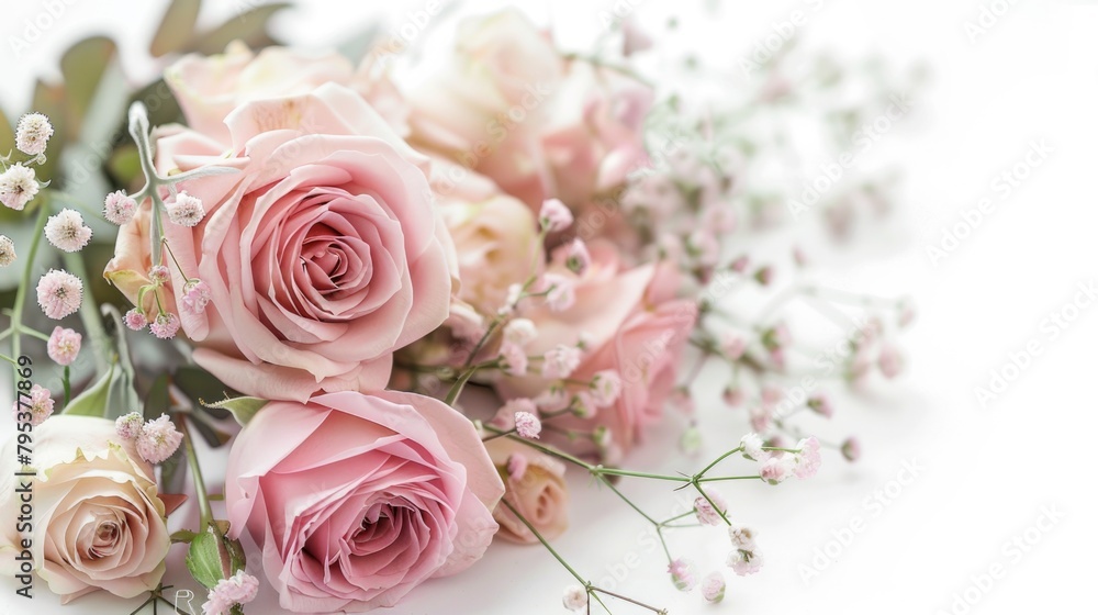 Bouquet Background. Beautiful Pink Rose Bouquet for Wedding Floral Design