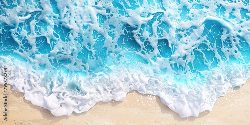 Foam Background. Aerial View of Ocean Waves and Beach for Summer Vacation Inspiration