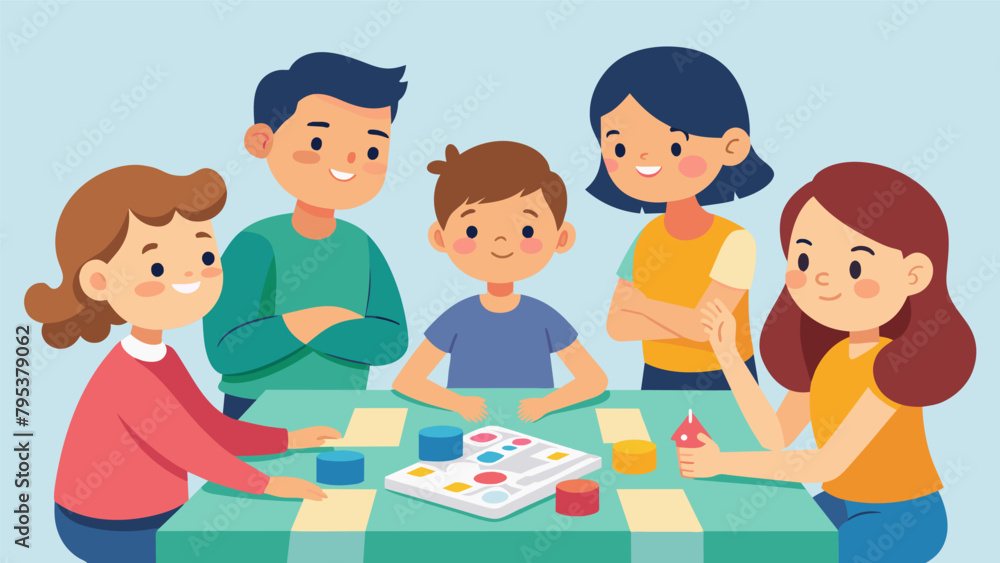 The siblings gather around their younger cousins patiently teaching them how to play the classic game of Uno for the Family Board Game Olympics The siblings gather around their younger cousins patiently teaching them how to play the classic game of Uno for the Family Board Game Olympics