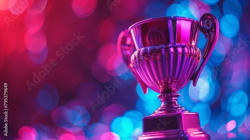 Trophy Cup with Pink and Blue Bokeh Highlights