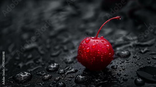Ripe, juicy berries stand alone on the rain-soaked ground.