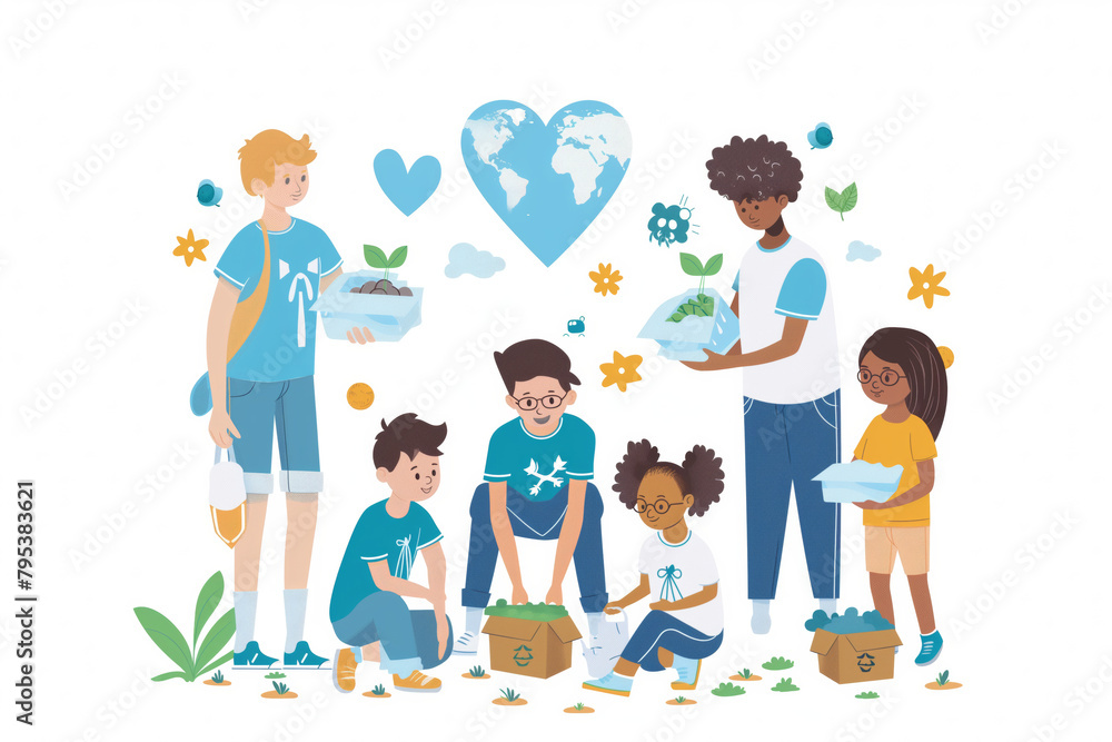 Global Day of Parents. a group of people are planting plants in a garden. Generative AI Global Day of Parents. a group of people are planting plants in a garden. Generative AI