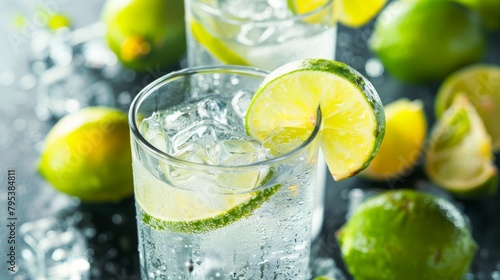 Two Glasses of Lemonade With Limes