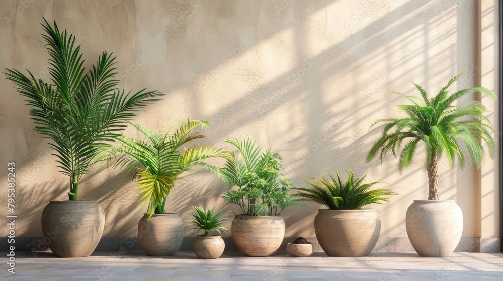 D Rendering of Sleek Plant Pots Enhancing Modern Indoor Decor
