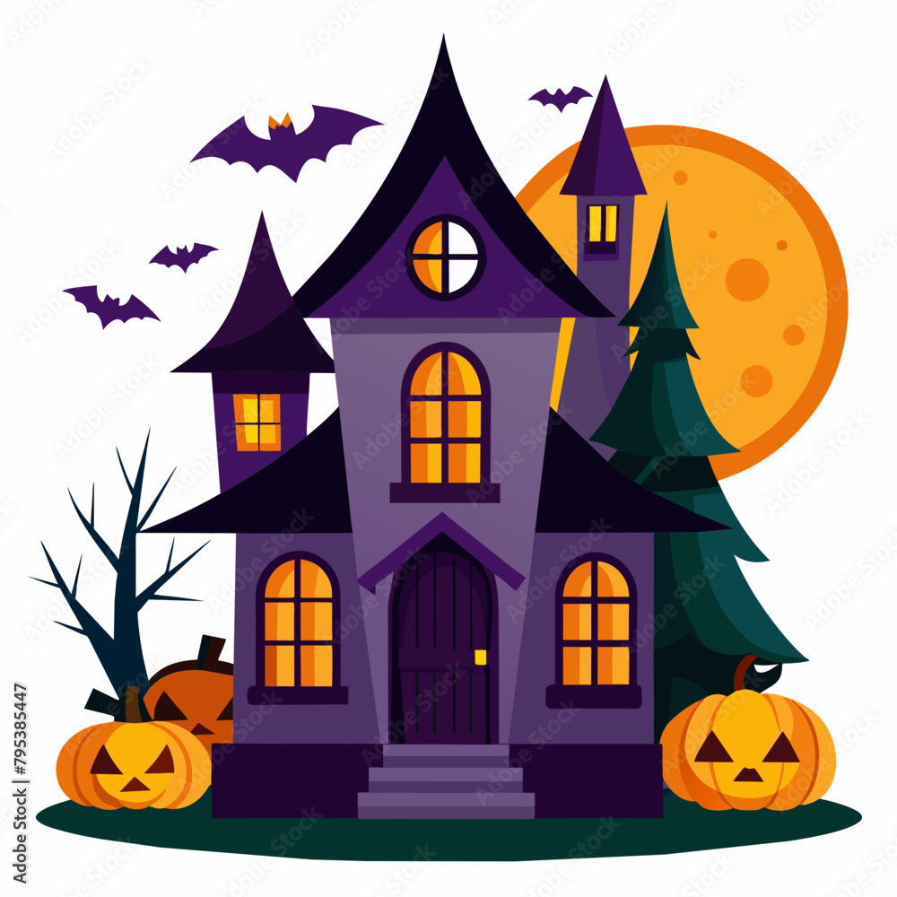 Halloween house vector illustration on white background 