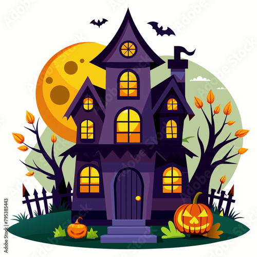 Halloween house vector illustration on white background 
