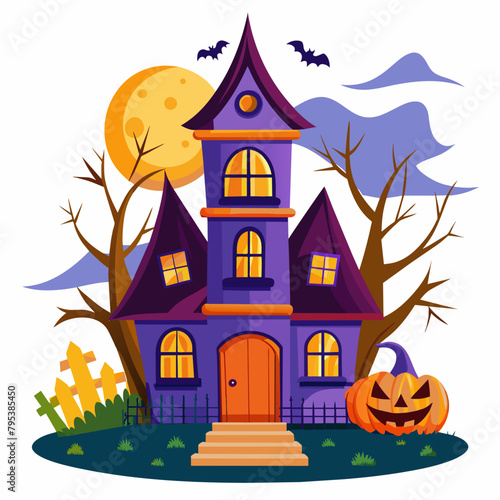 Halloween house vector illustration on white background 