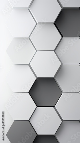 Gray hexagons pattern on gray background. Genetic research, molecular structure. Chemical engineering