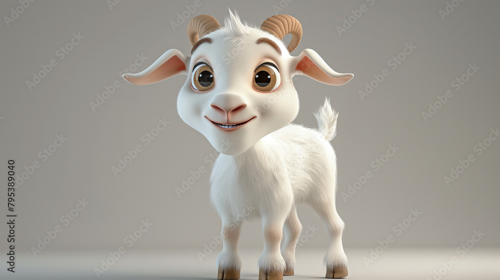 a cute adorable baby goat in the style of children-friendly cartoon animation fantasy style a cute adorable baby goat in the style of children-friendly cartoon animation fantasy style