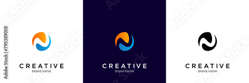 Letter N logo design template with circle shape concept gradient element geometric