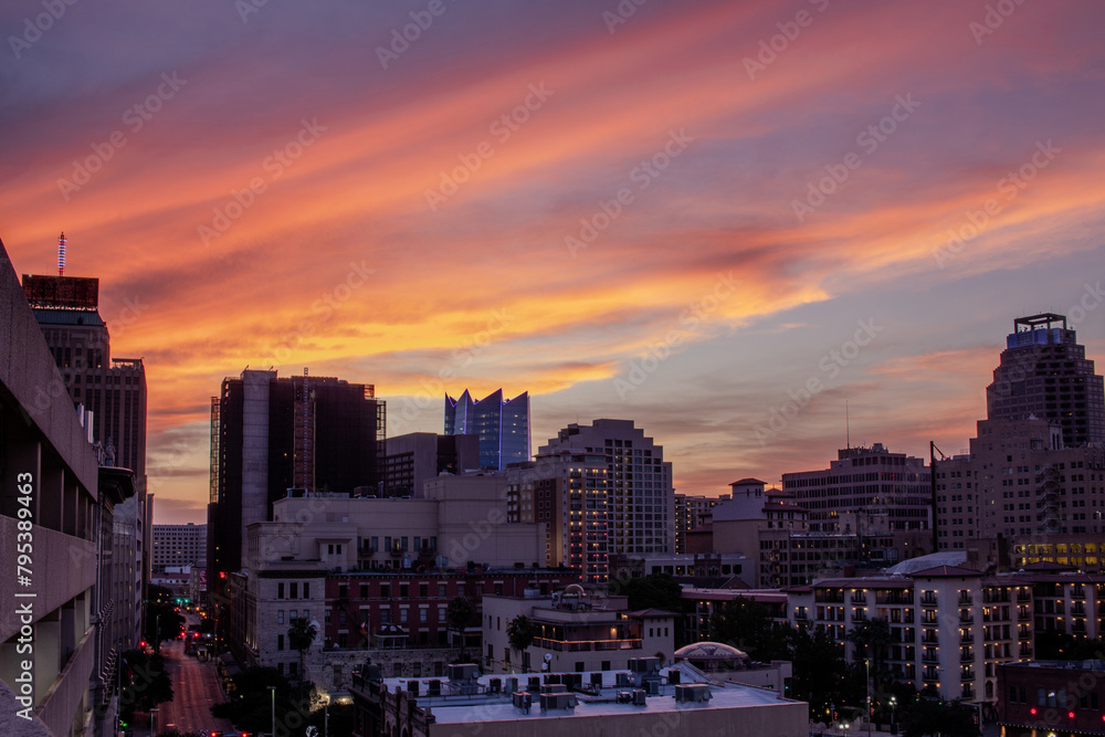 San Antonio City Skyline during a pink sunset