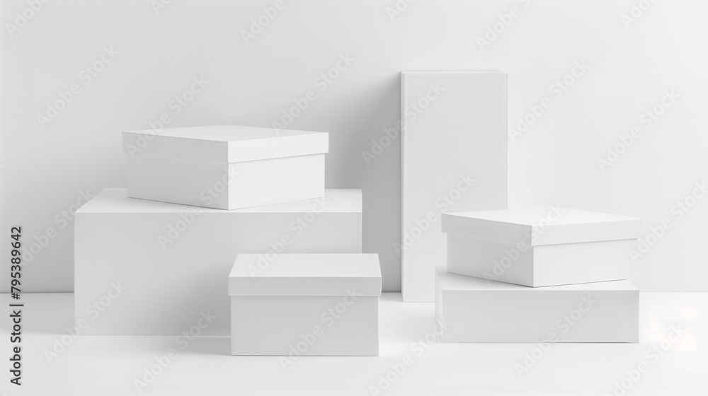 Minimalistic white boxes on a clean background. Minimalistic white boxes on a clean background.