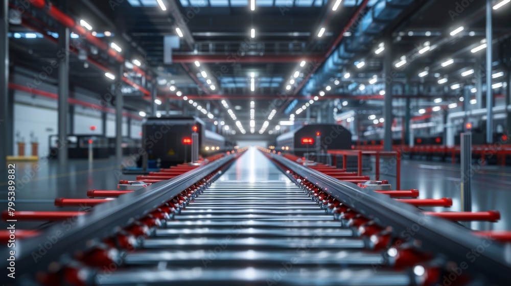 A conveyor belt in a modern factory A conveyor belt in a modern factory