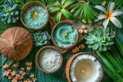 Serene spa ambiance with coconut theme