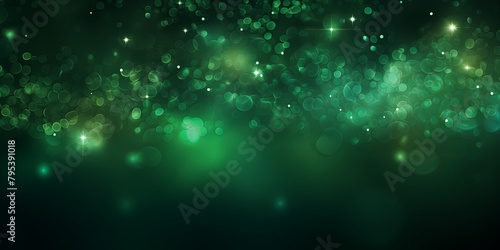 Green banner dark bokeh particles glitter awards dust gradient abstract background
