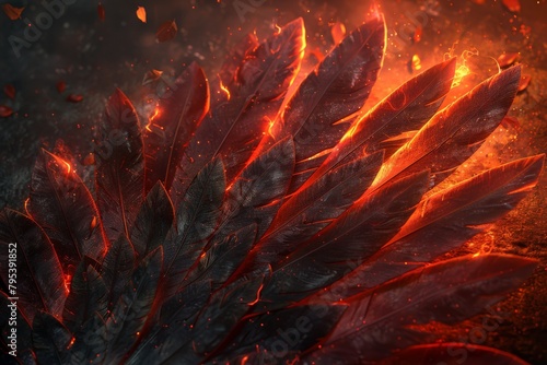 A dark phoenix wing engulfed in flames photo