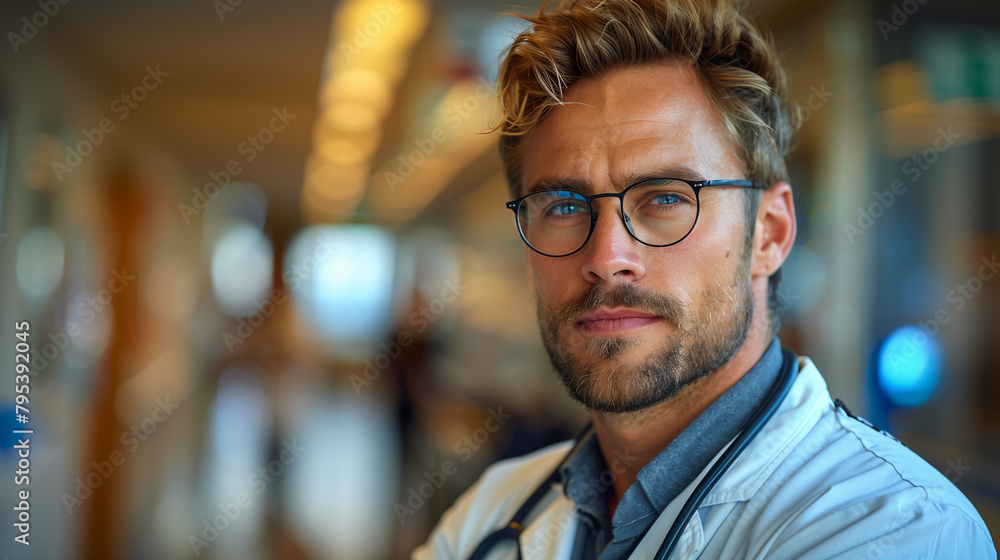 Doctor standing with arms crossed in hospital Doctor standing with arms crossed in hospital