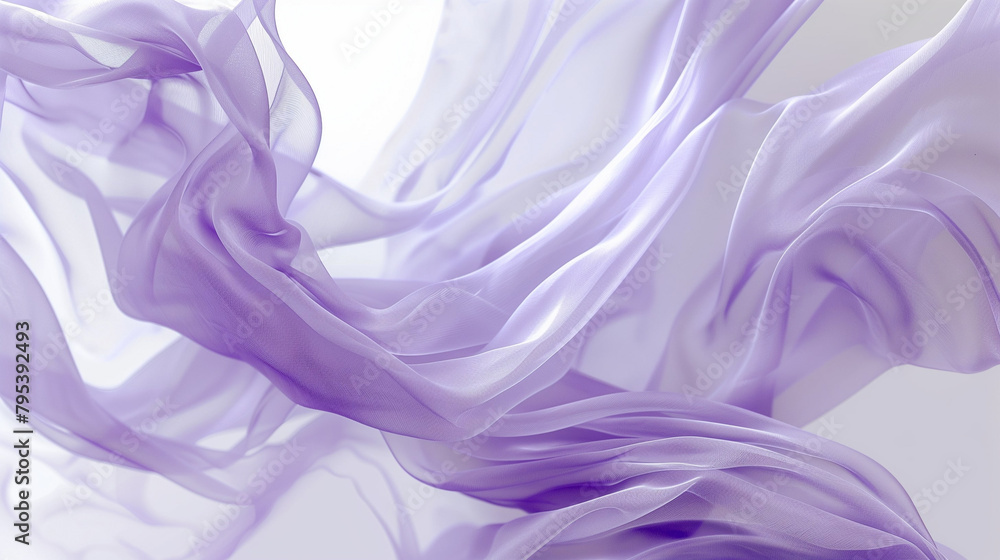Obraz premium Purple airy wavy fabric on a white background