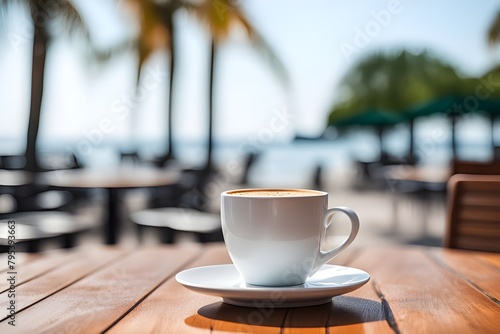 White coffee cup on the table