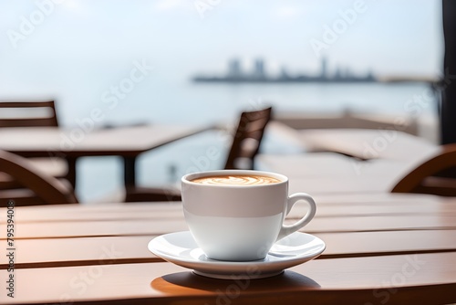 White coffee cup on the table