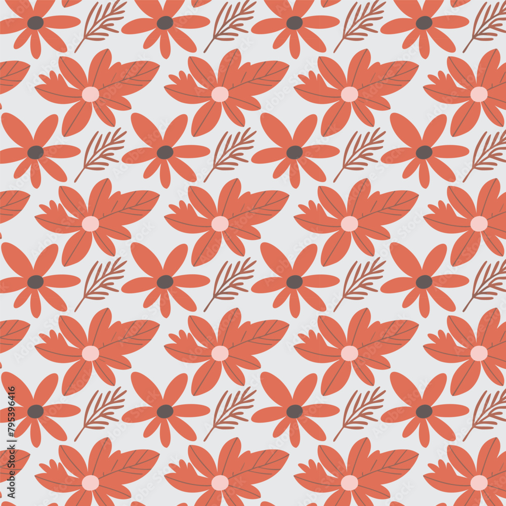 Fototapeta premium Vector floral 3d seamless pattern background. Seamless colorful floral background pattern.