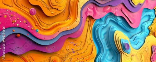 abstract 3D background with Vibrant Colors and Textured Reliefs. Abstract background rendered with colors that suggest a tropical and joyful environment