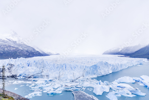View of Perito Moreno glacier of 250 square km in the Patagonia of Argentina, one of the largest in the world