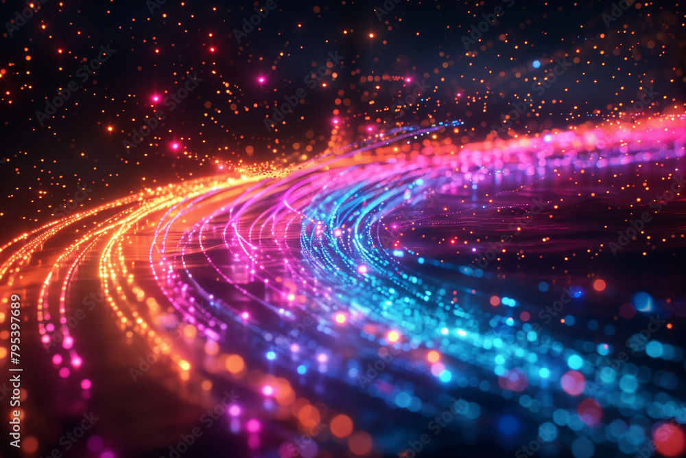 Fototapeta premium Abstract network information, web science technology, data center fiber optic cable 5G connection future, 3D illustration