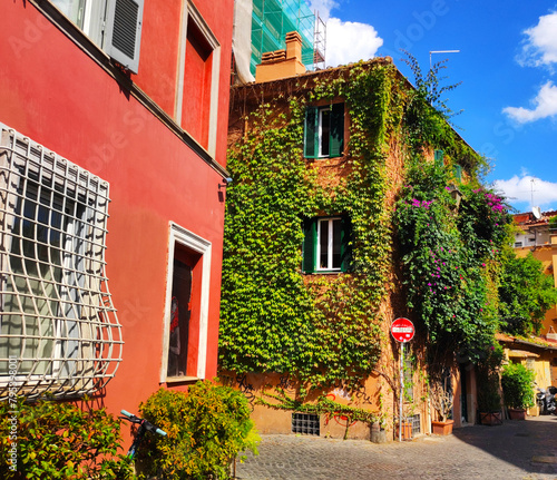 Photography Rome, Vibrant Colored Architecture, with the characteristic facade and windows i