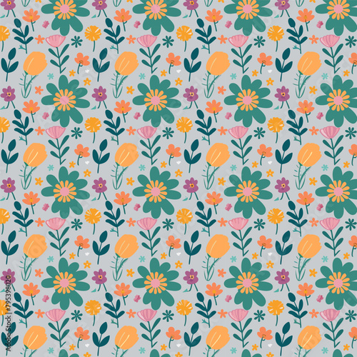 Vector floral 3d seamless pattern background. Seamless colorful floral background pattern. © MdAnontoIslam